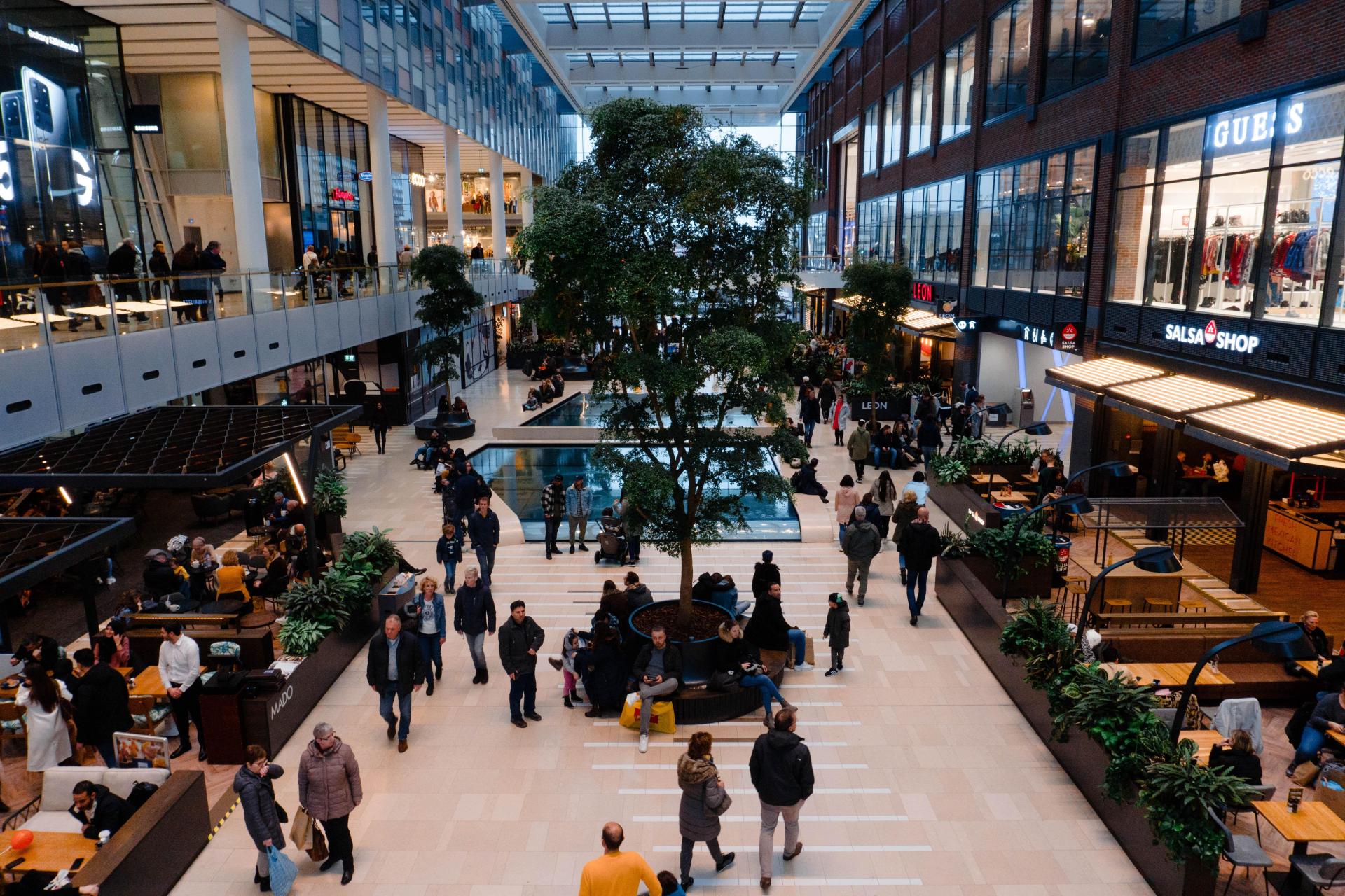 People conversing at Generic mall