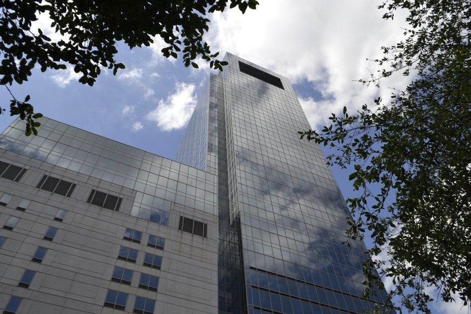 The exterior of one of the many hospitals in the Texas Medical Center.