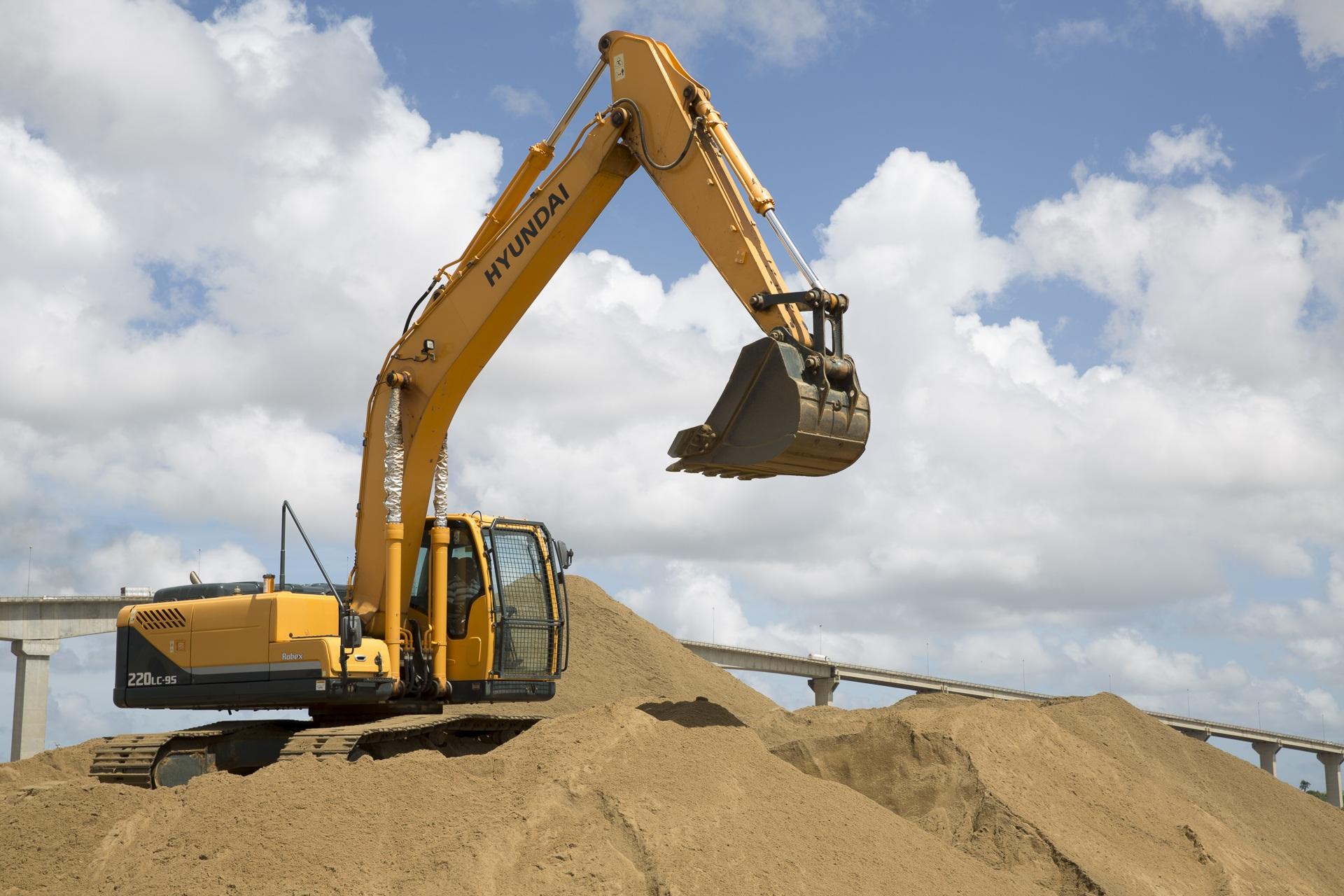 Digger on construction site
