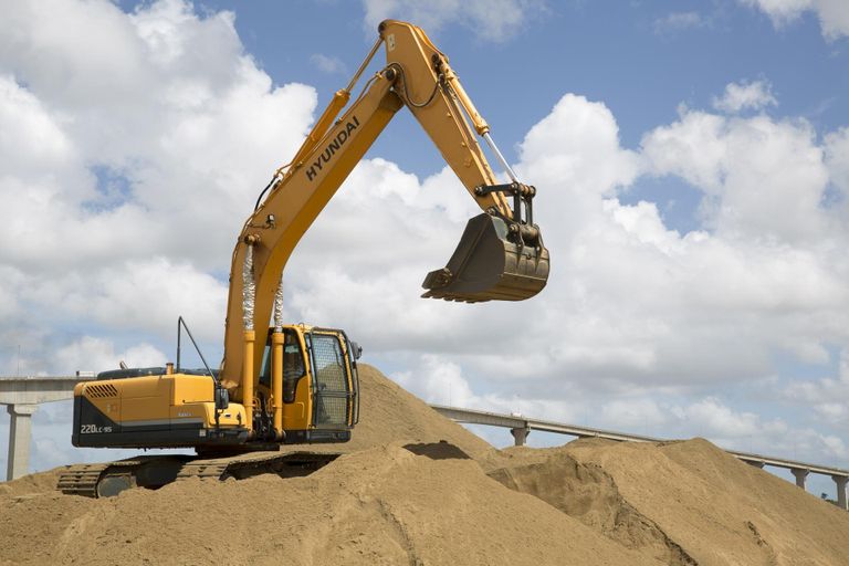 Digger on construction site