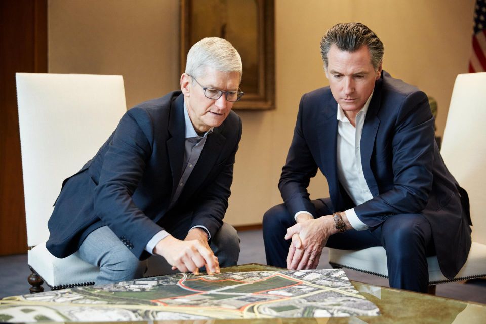 Tim Cook and Gavin Newsom