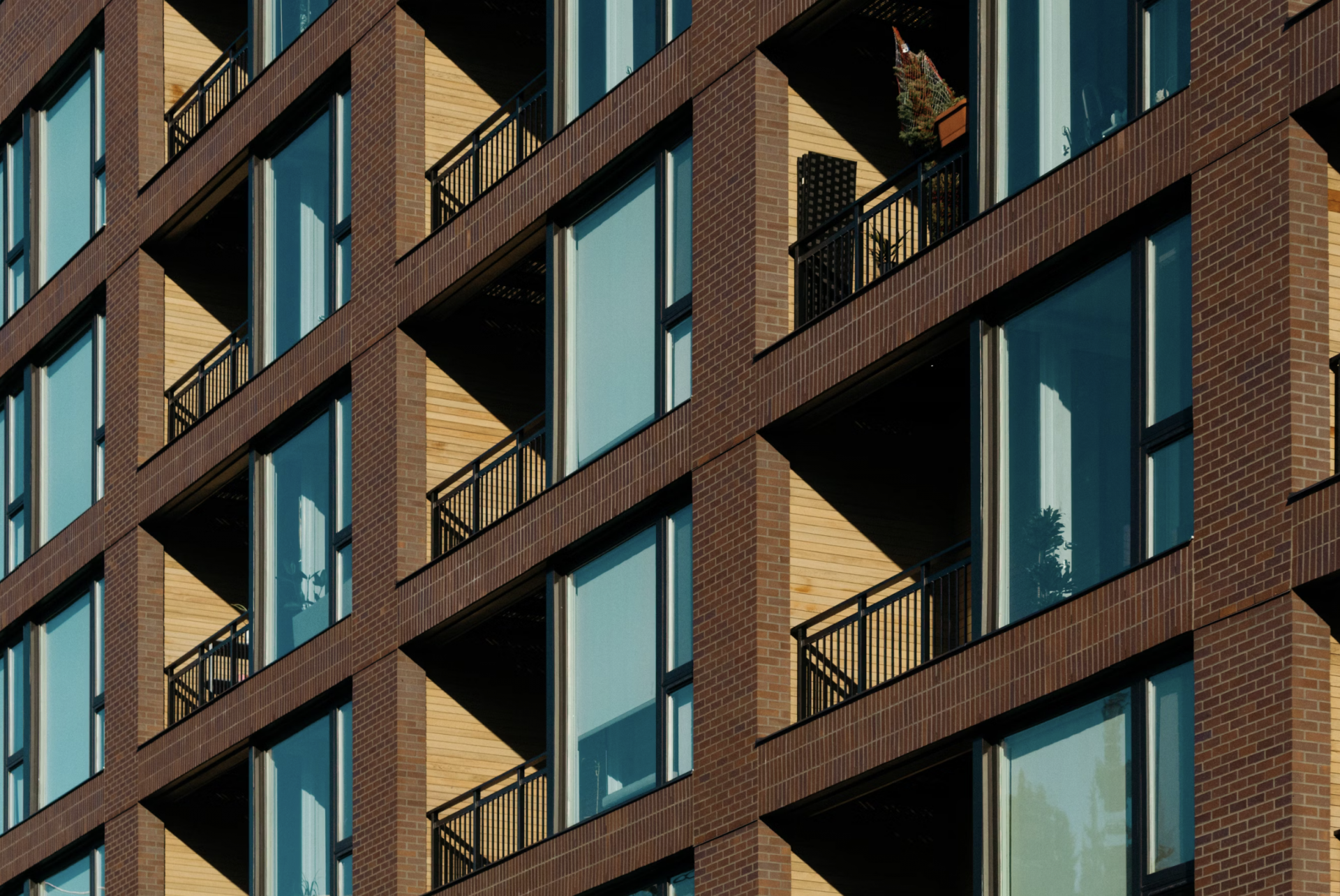 Apartment building, brick facade