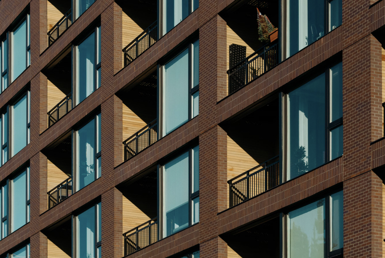 Apartment building, brick facade