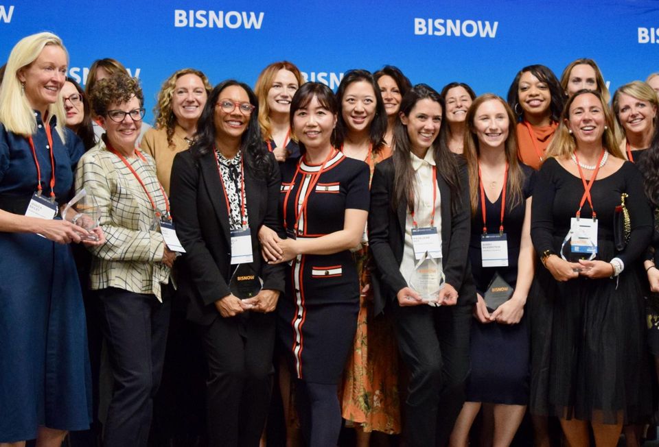 Some of the 2022 honorees onstage at Bisnow's New York Women Leading Real Estate event.