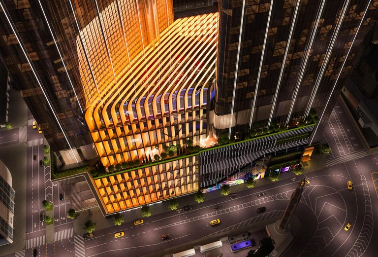 A rendering of the Avenir, Silverstein Properties' proposed 1.8M SF casino and entertainment complex on 41st Street and 11th Avenue. 