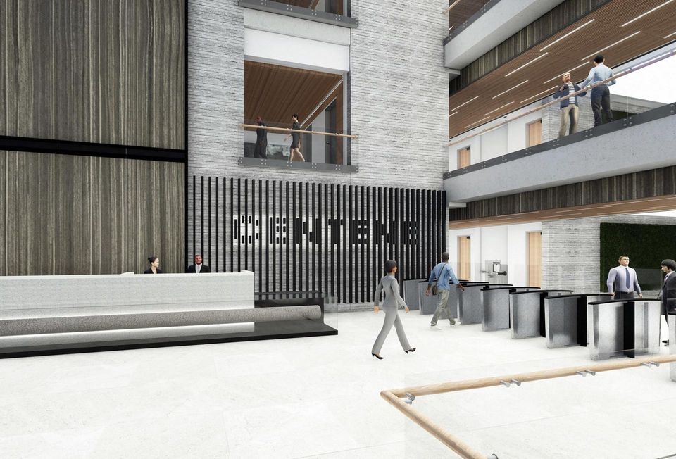 A rendering of the atrium in Centene's planned Charlotte, NC, campus.