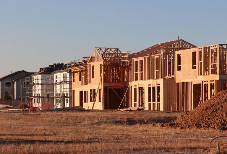 Homes under construction.