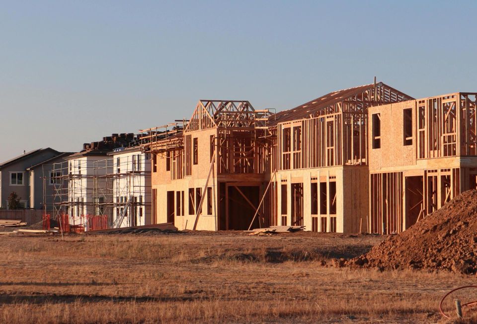 Homes under construction.