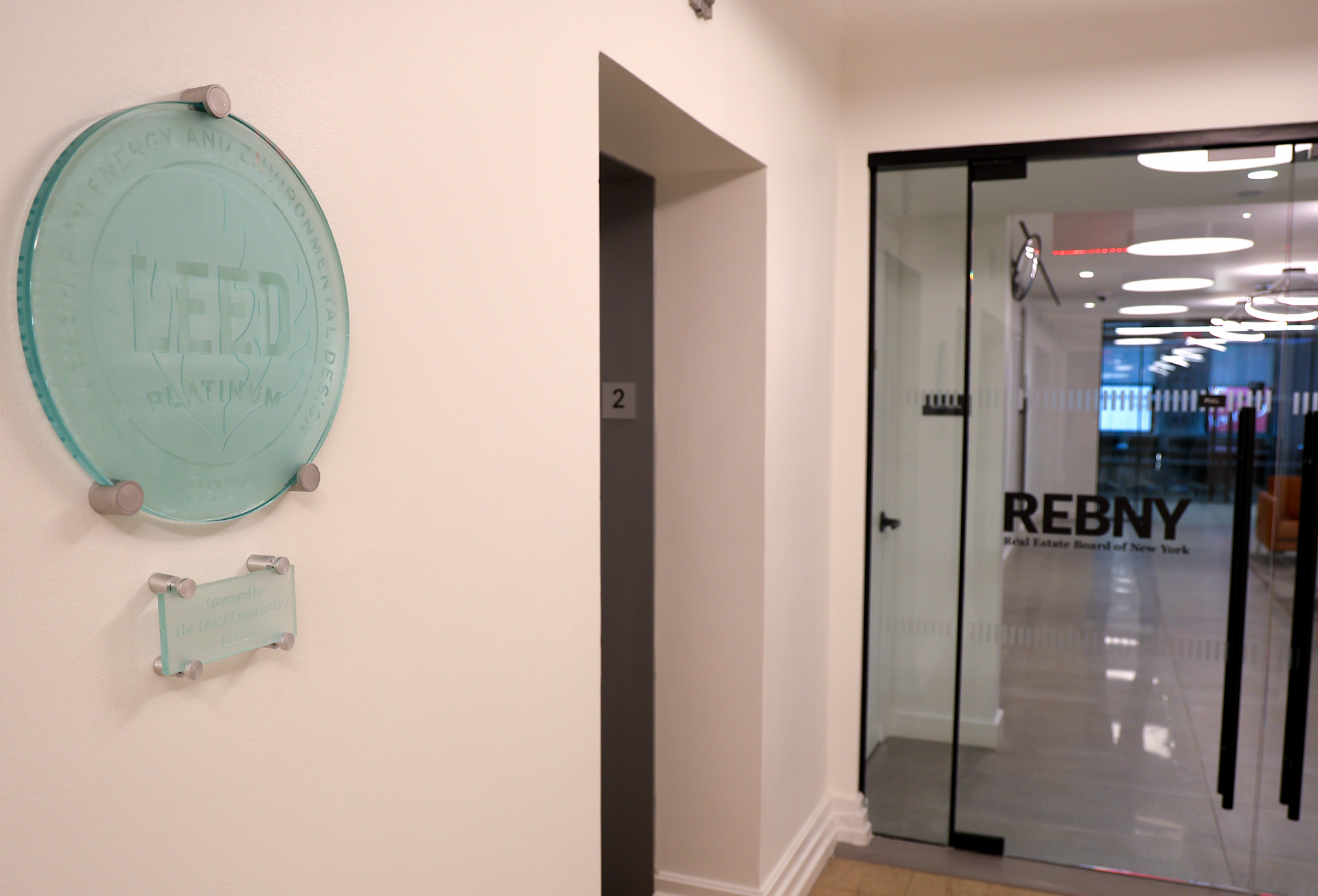 LEED plaque at REBNY's NYC headquarters at 570 Lexington