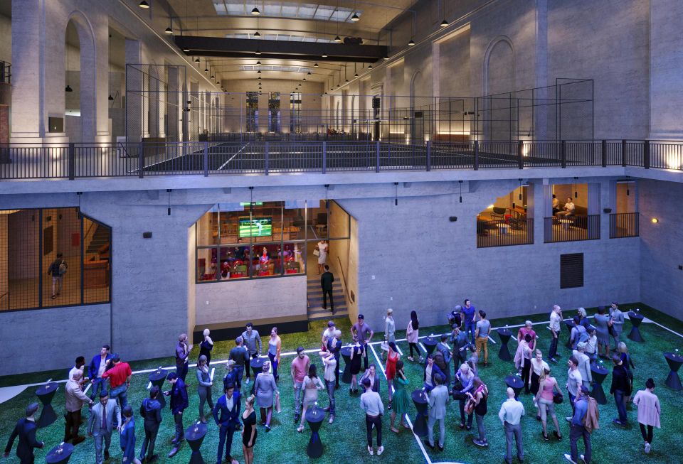 A rendering of an event held on the turf at Ballers' Philadelphia location