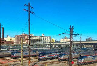 Amtrak trains waiting at Sunnyside Yards