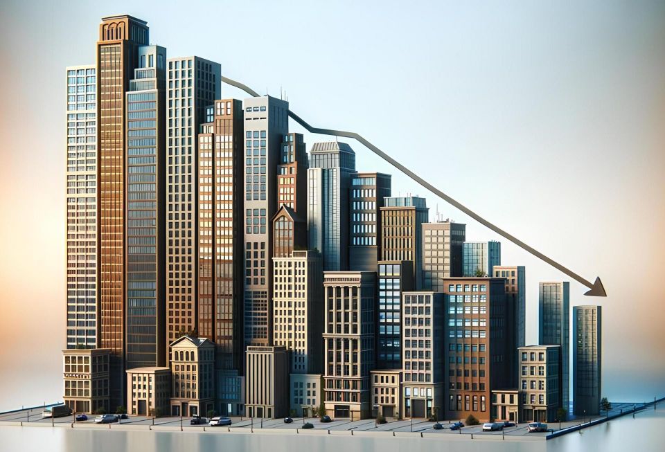 Office Buildings Declining In Value Chart Dall E