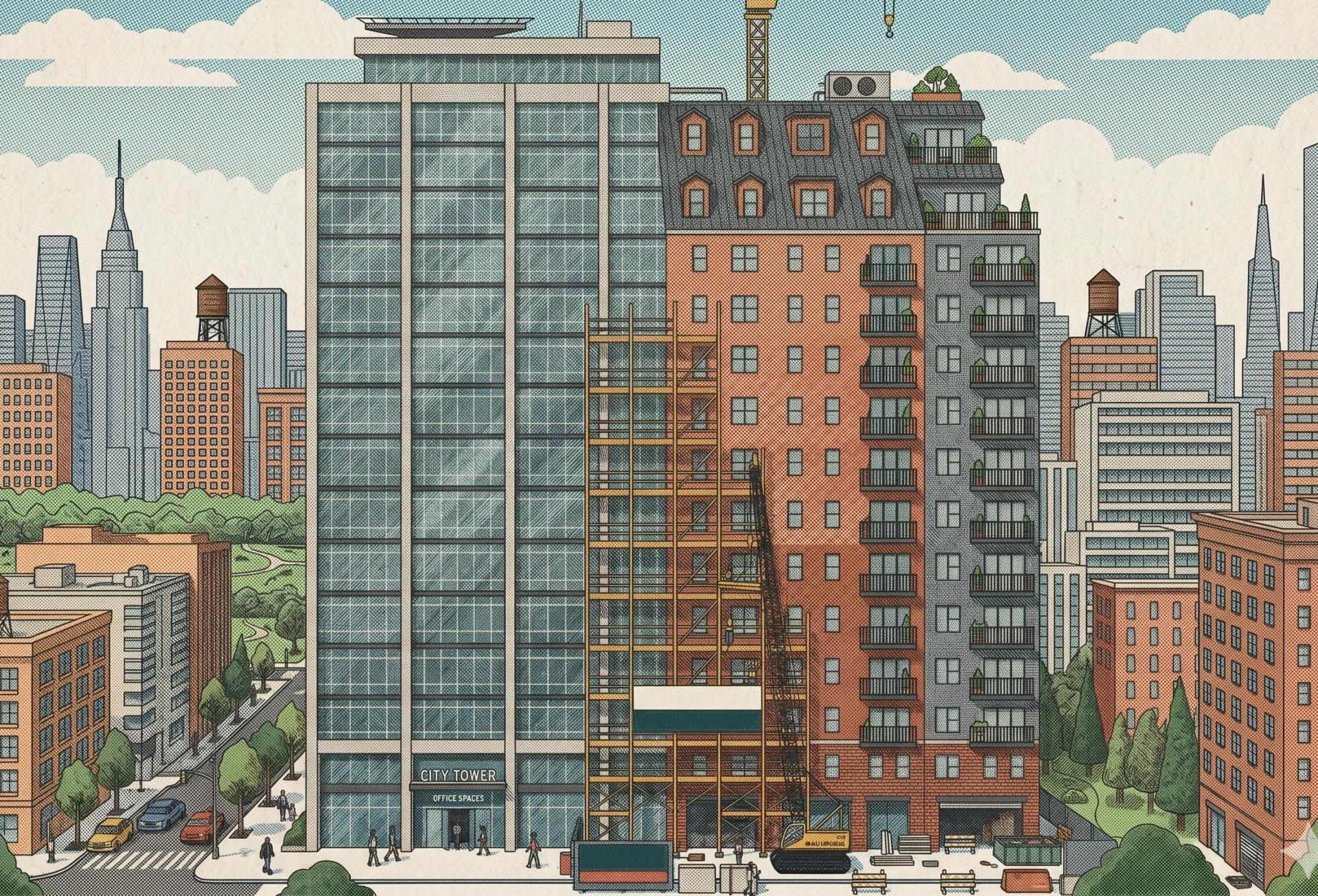 Office to residential conversion illustration