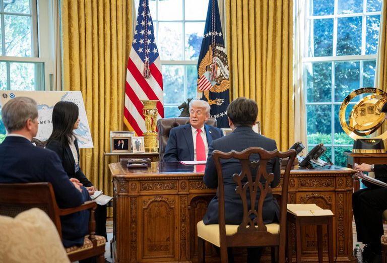 President Donald Trump Oval Office April 16 2025