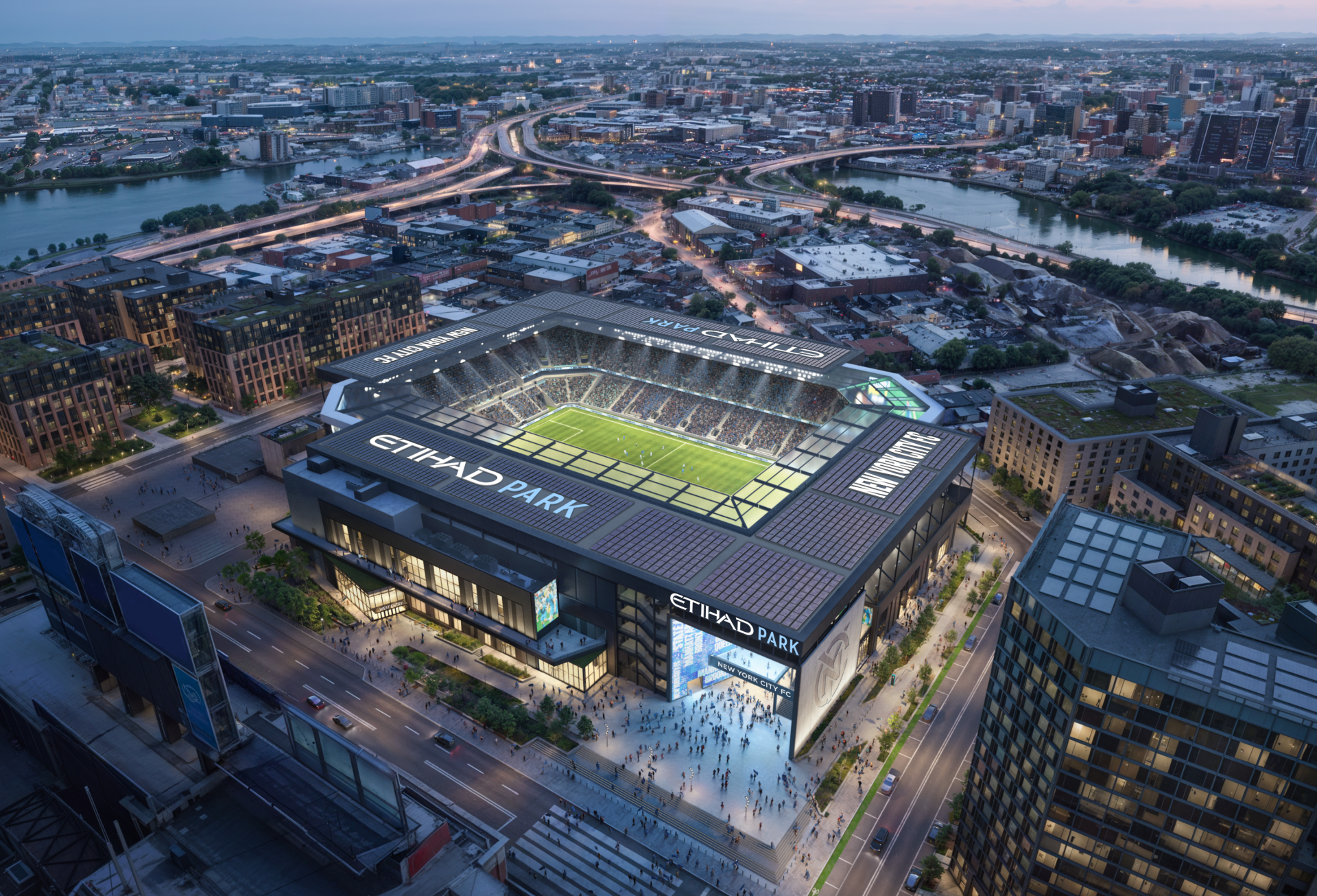 A new rendering for the Willets Point soccer stadium, which will be named Etihad Park, was released in late November 2024.