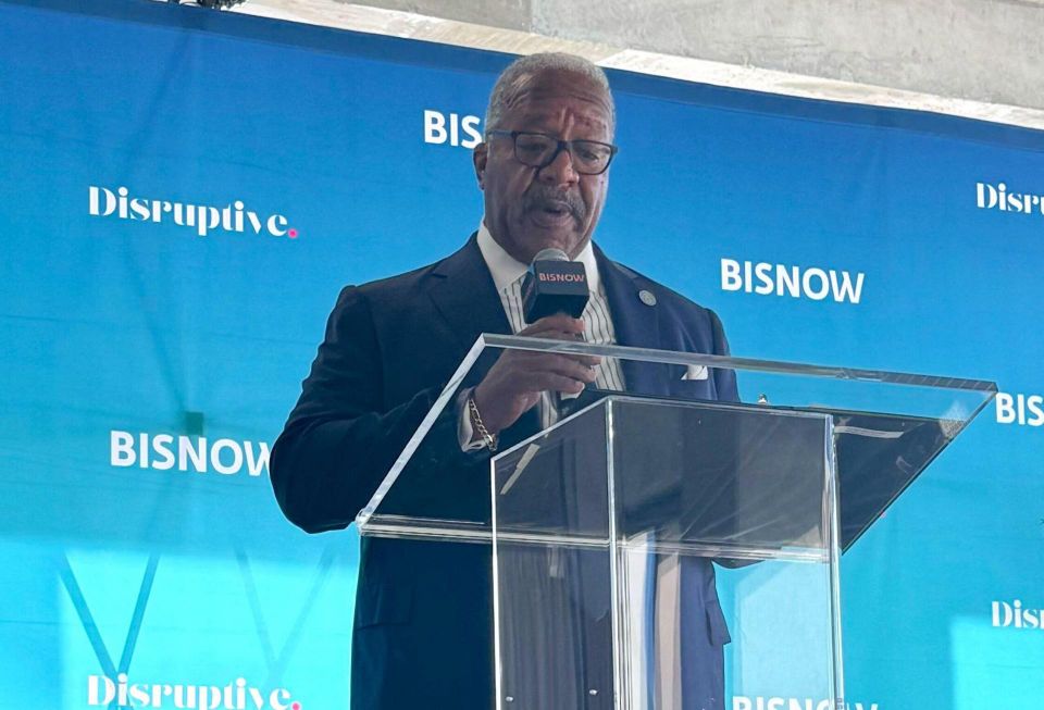 West Palm Beach Mayor Keith James speaking at Palm beach State of the Market Bisnow event 2024