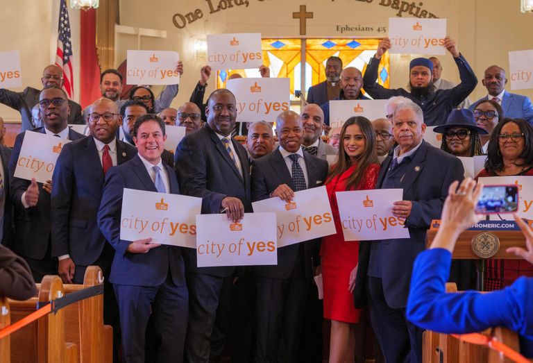 Mayor Eric Adams and Dan Garodnick at faith-based event