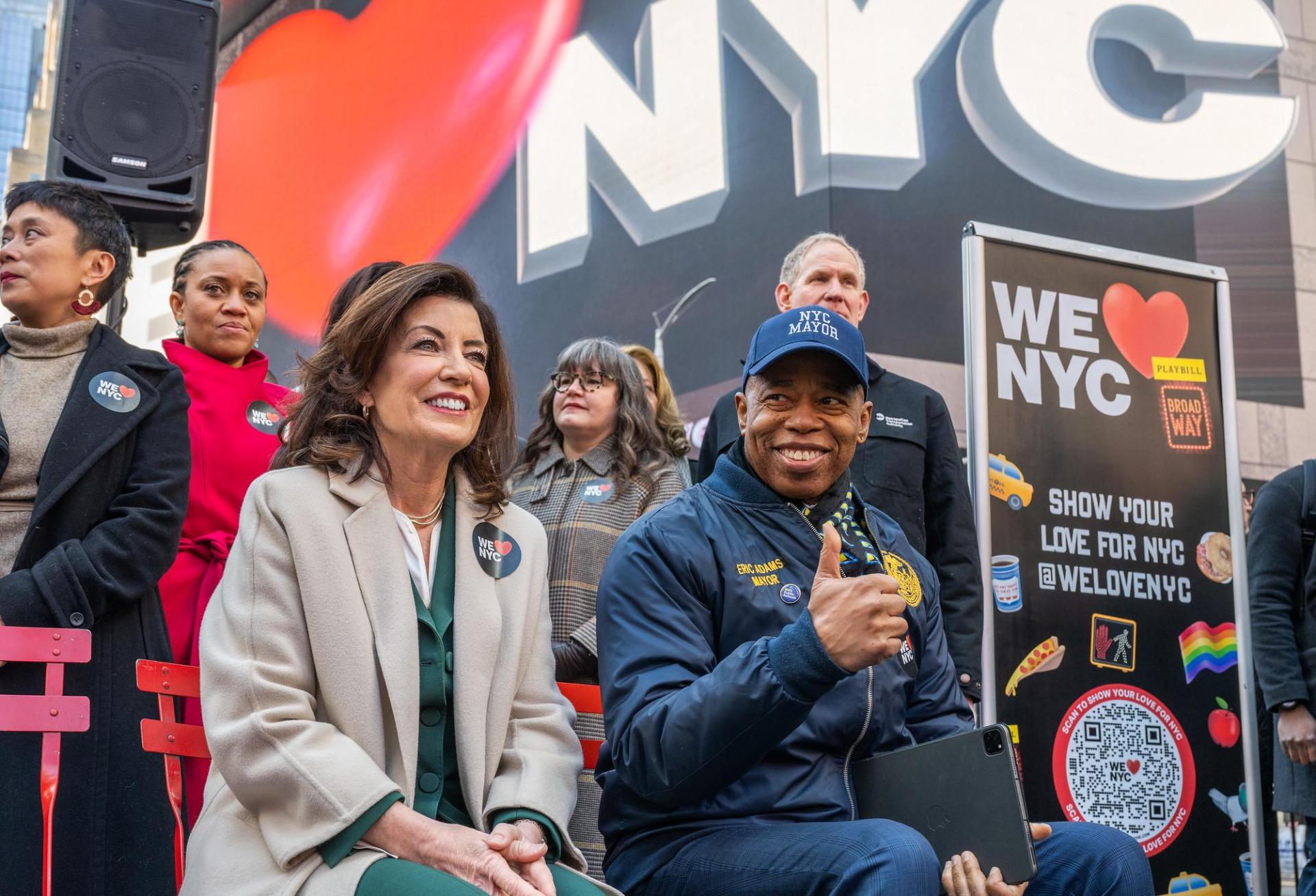 New York Gov. Kathy Hochul and New York City Mayor Eric Adams in March 2023.