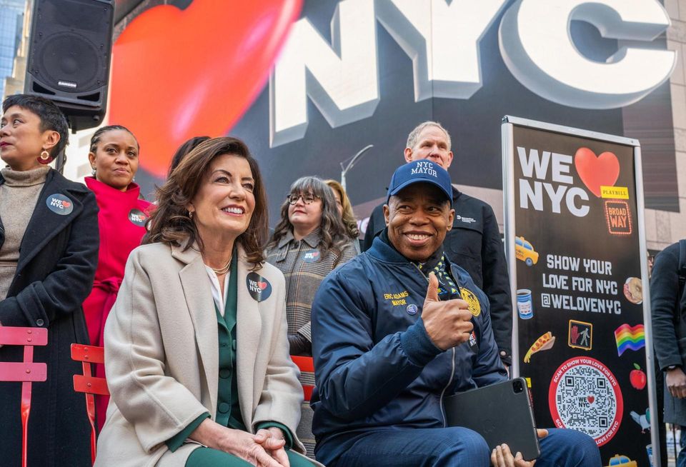 New York Gov. Kathy Hochul and New York City Mayor Eric Adams in March 2023.