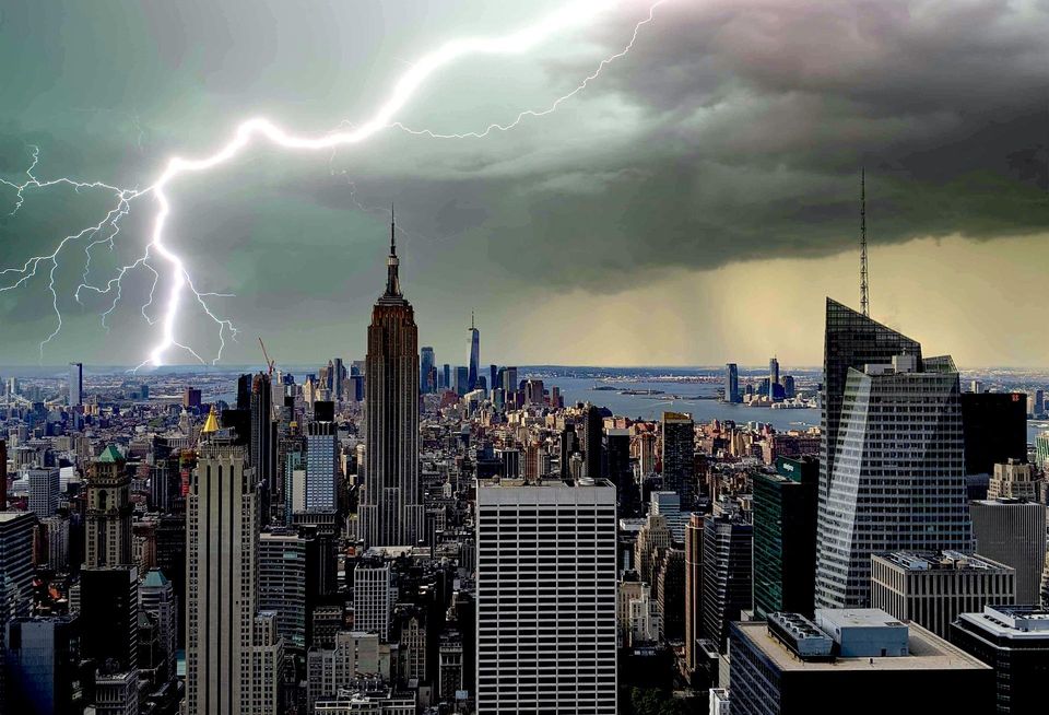 Lightning Strike New York Skyline