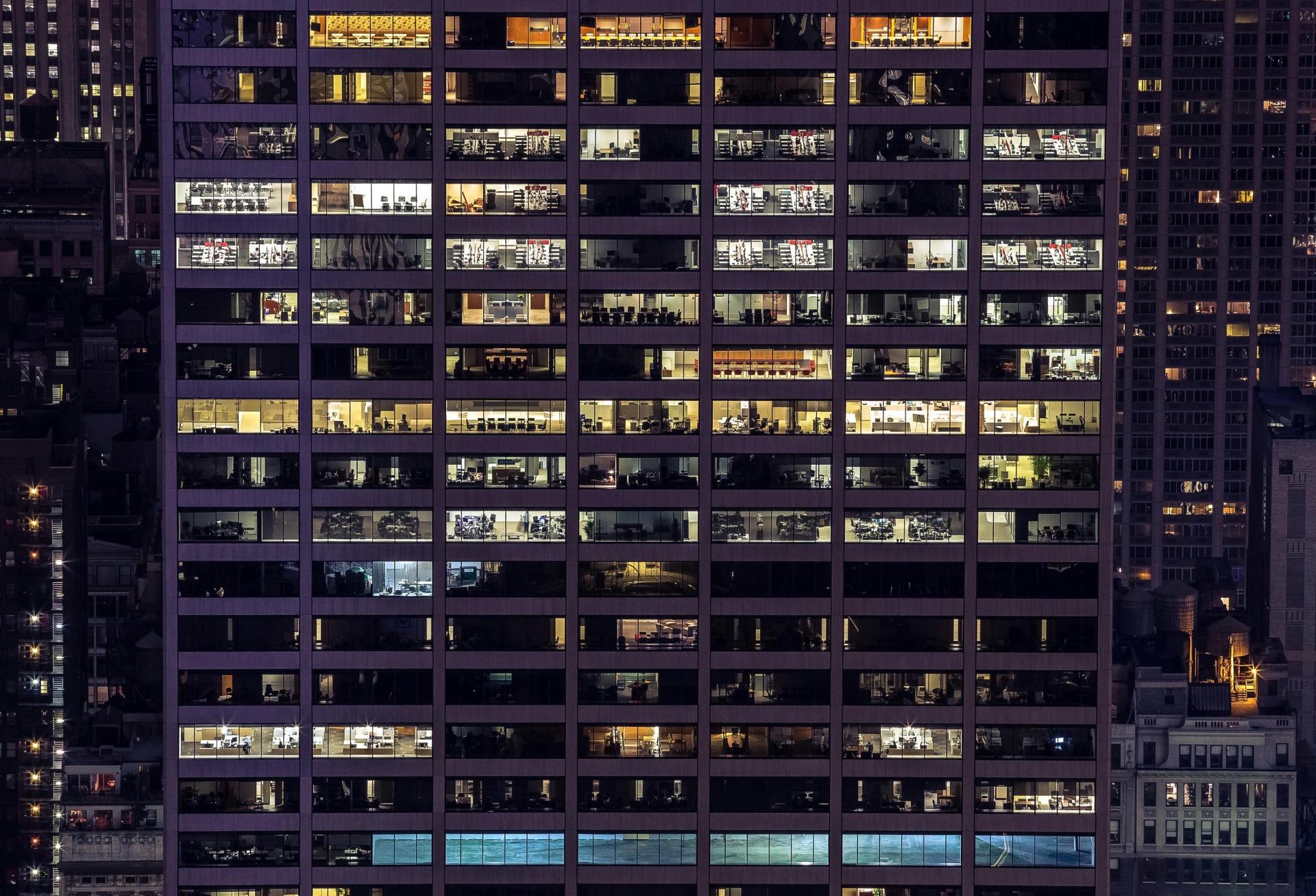 Employees in an office building