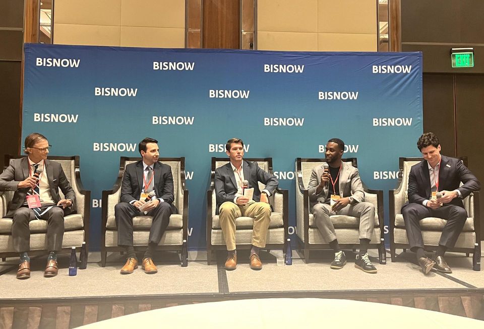 Rosenberg Martin Greenberg's Adam Baker, Baltimore Development Corp.'s Colin Tarbert, AvalonBay Communities' Ryan Scully, CLD Partners' Chris Mfume and MAG Partners' Patrick Bell at Bisnow's Baltimore Multifamily & Affordable Housing Summit.