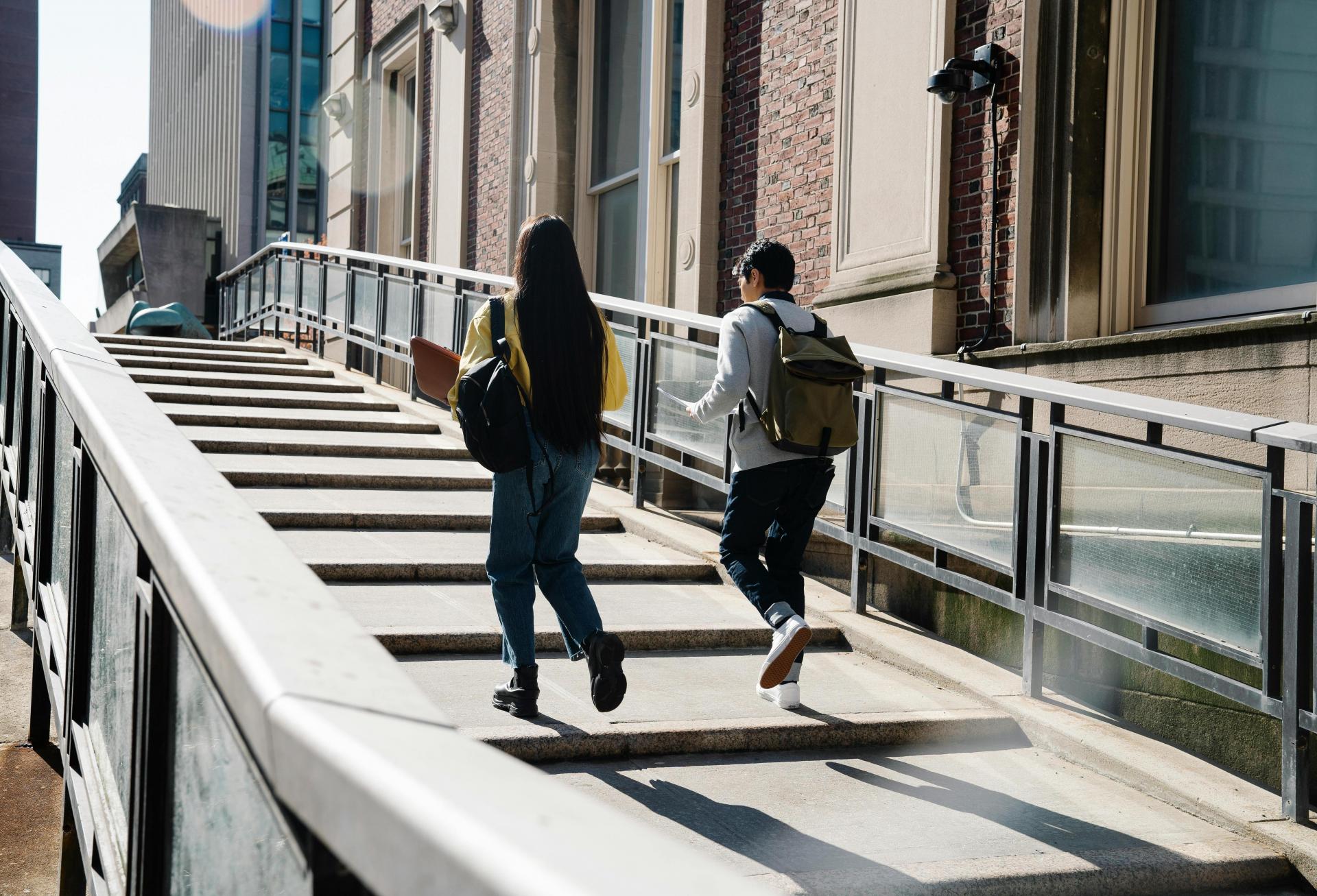 students walking together