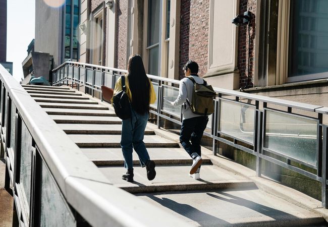 students walking together
