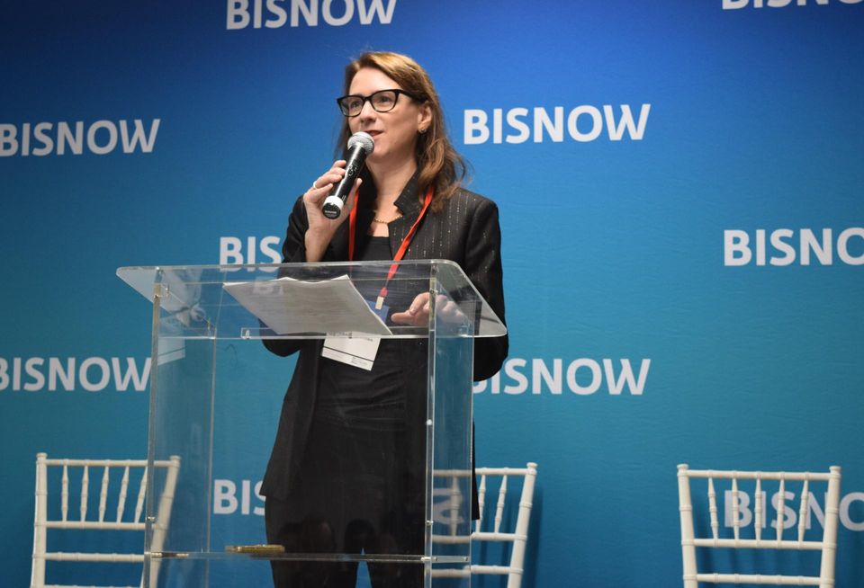 Jessica Lappin, president of the Alliance for Downtown New York, delivering opening remarks at Bisnow's New York Healthcare Summit in December.