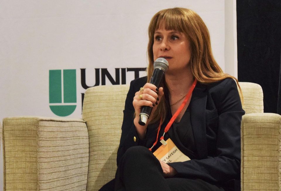 Tracy Sayegh Gabriel speaks during a panel at Bisnow's National Landing Update event on March 21, 2022.