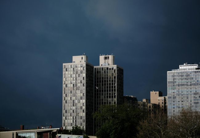 commercial buildings dark skyline offices apartments