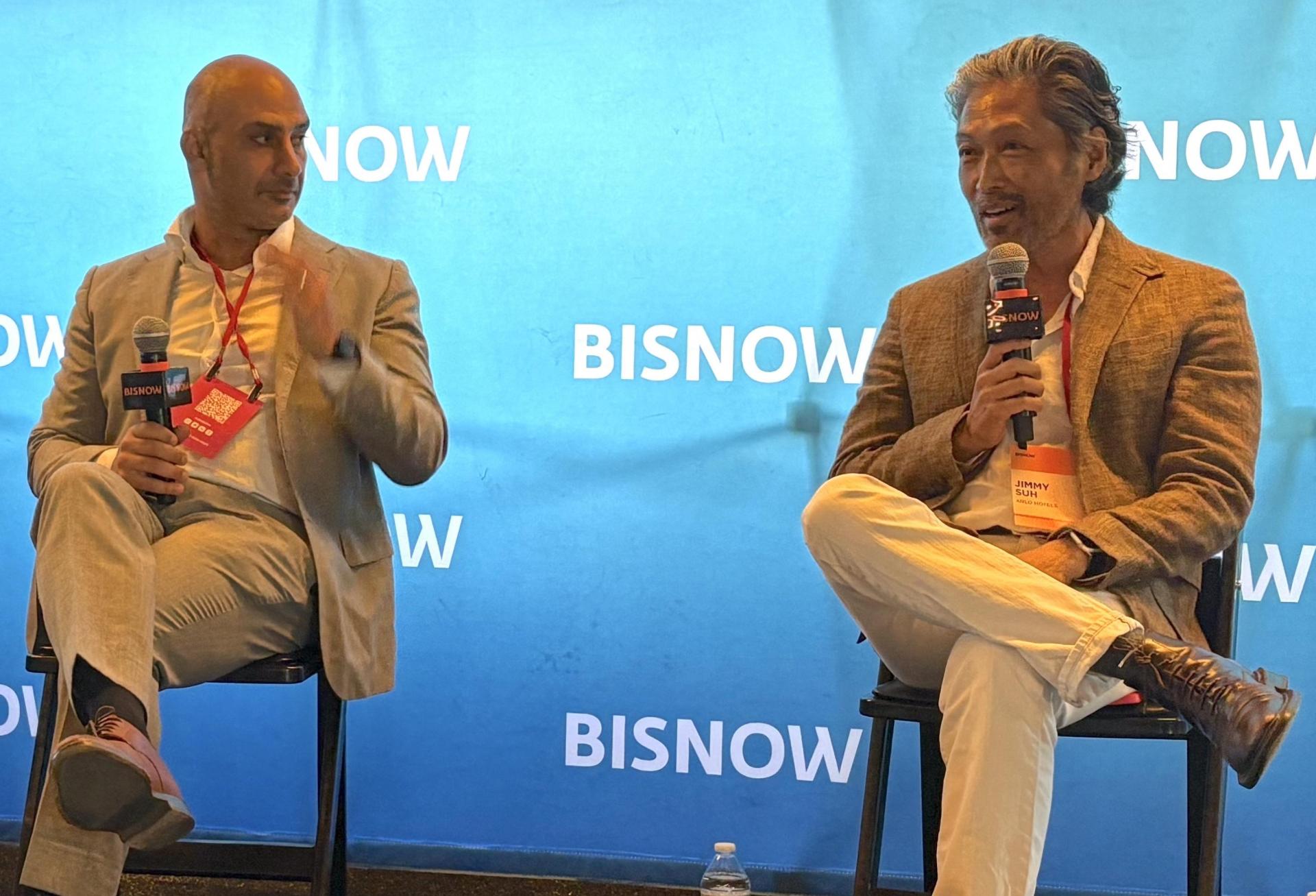 Quadrum Global’s Amir Setayesh and Arlo Hotels’ Jimmy Suh at Bisnow's DMV Hospitality event. 