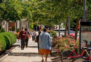 people walking down the street