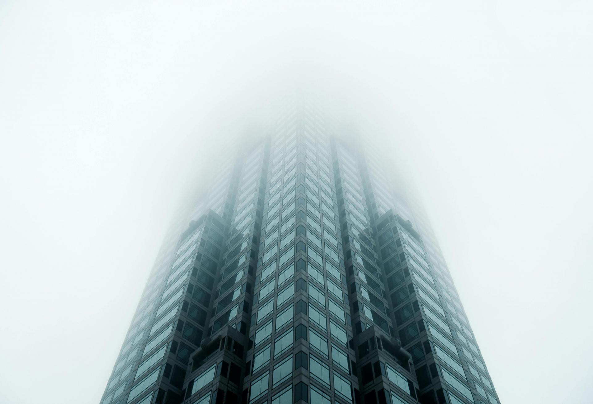 Skyscraper in fog