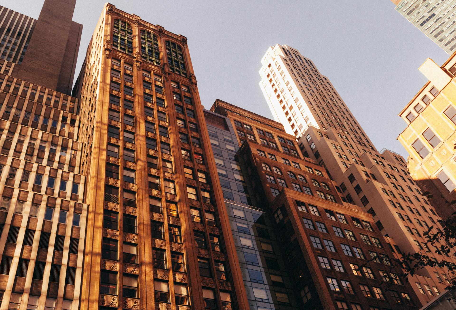 Looking Up At Towers In New York
