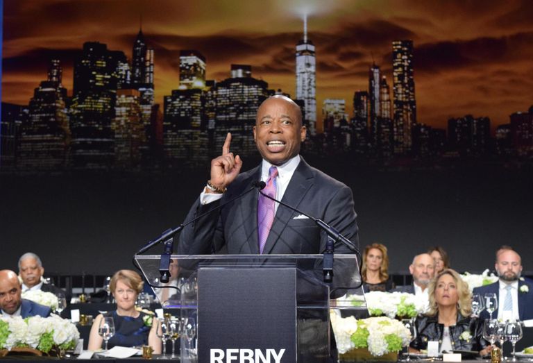Mayor Eric Adams speaking at REBNY's 127th annual gala.