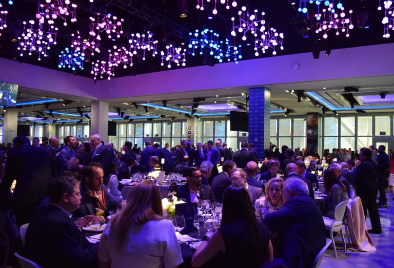 Guests seated for the awards ceremony and dinner at REBNY's 127th annual gala, held in the Hell's Kitchen Glasshouse venue overlooking the Hudson.