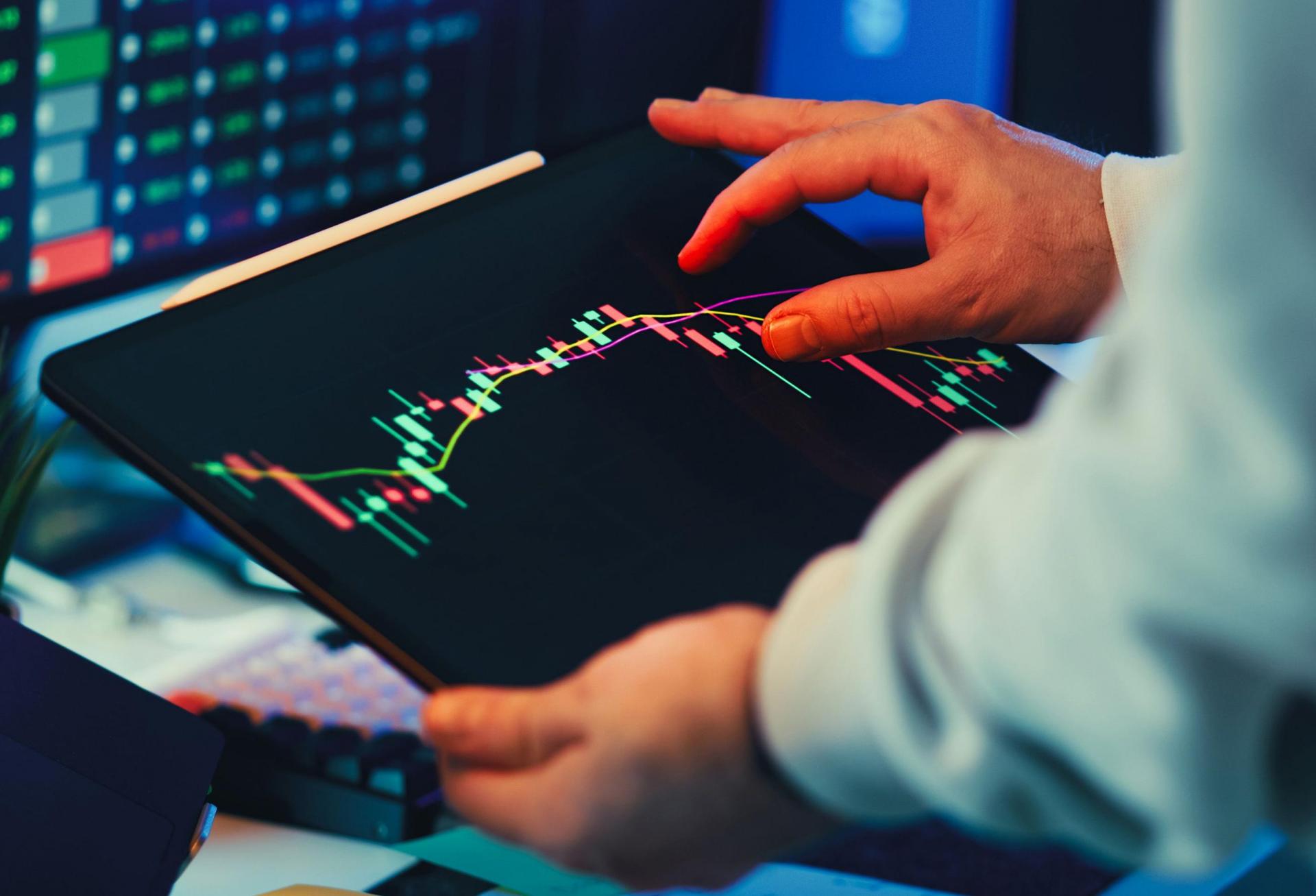 Person using portfolio management software.