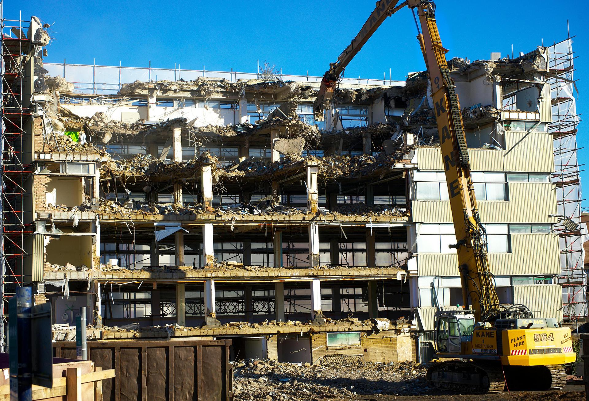 Class C office building in the process of being torn down.