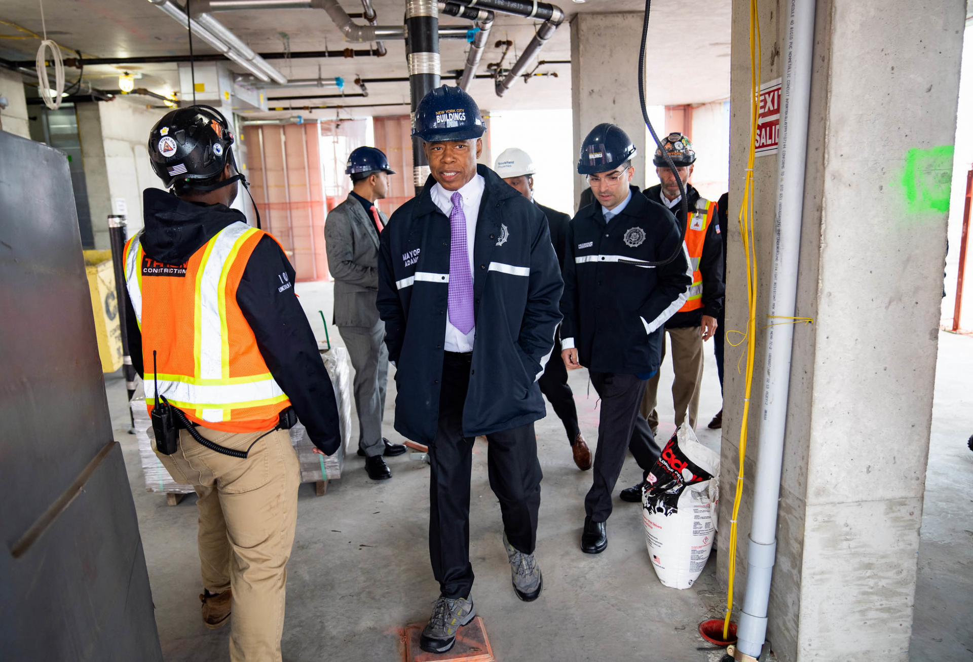 NYC Mayor Eric Adams visiting a construction site in the Bronx in May 2022.