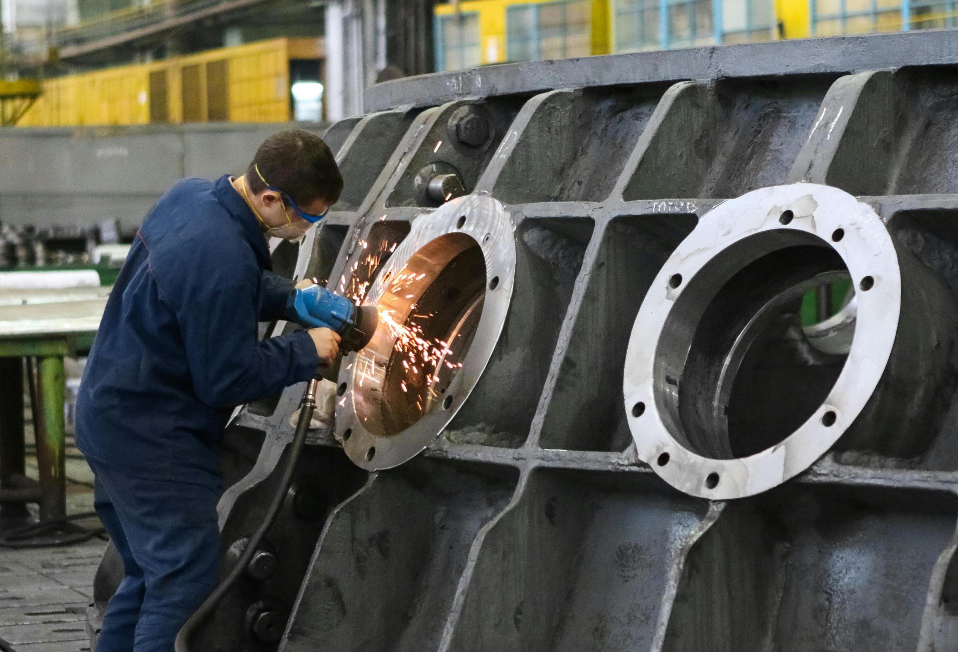 Welding a window frame. 