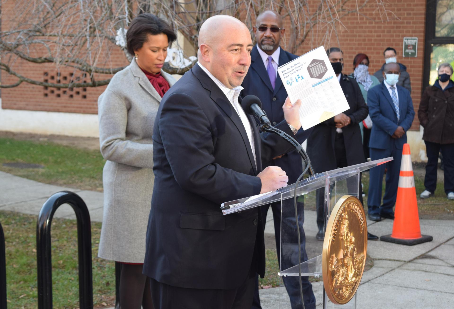 Deputy Mayor for Planning and Economic Development John Falcicchio presents the city's plan for affordable housing in the Rock Creek West planning district.