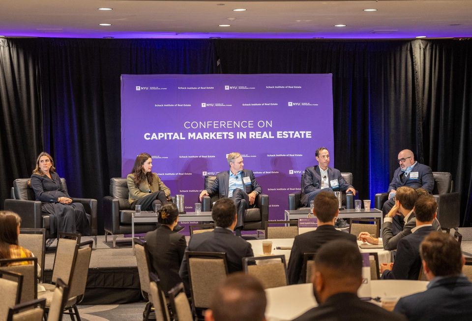 BDT & MSD Partners' Samantha Rotchford, Goldman Sachs' Miriam Wheeler, Blackstone's Timothy Johnson, Starwood's Jeffrey DiModica and Deutsche Bank Securities' Dino Paparelli at the 57th Annual Conference on Capital Markets in Real Estate, hosted by the NYU SPS Schack Institute of Real Estate
