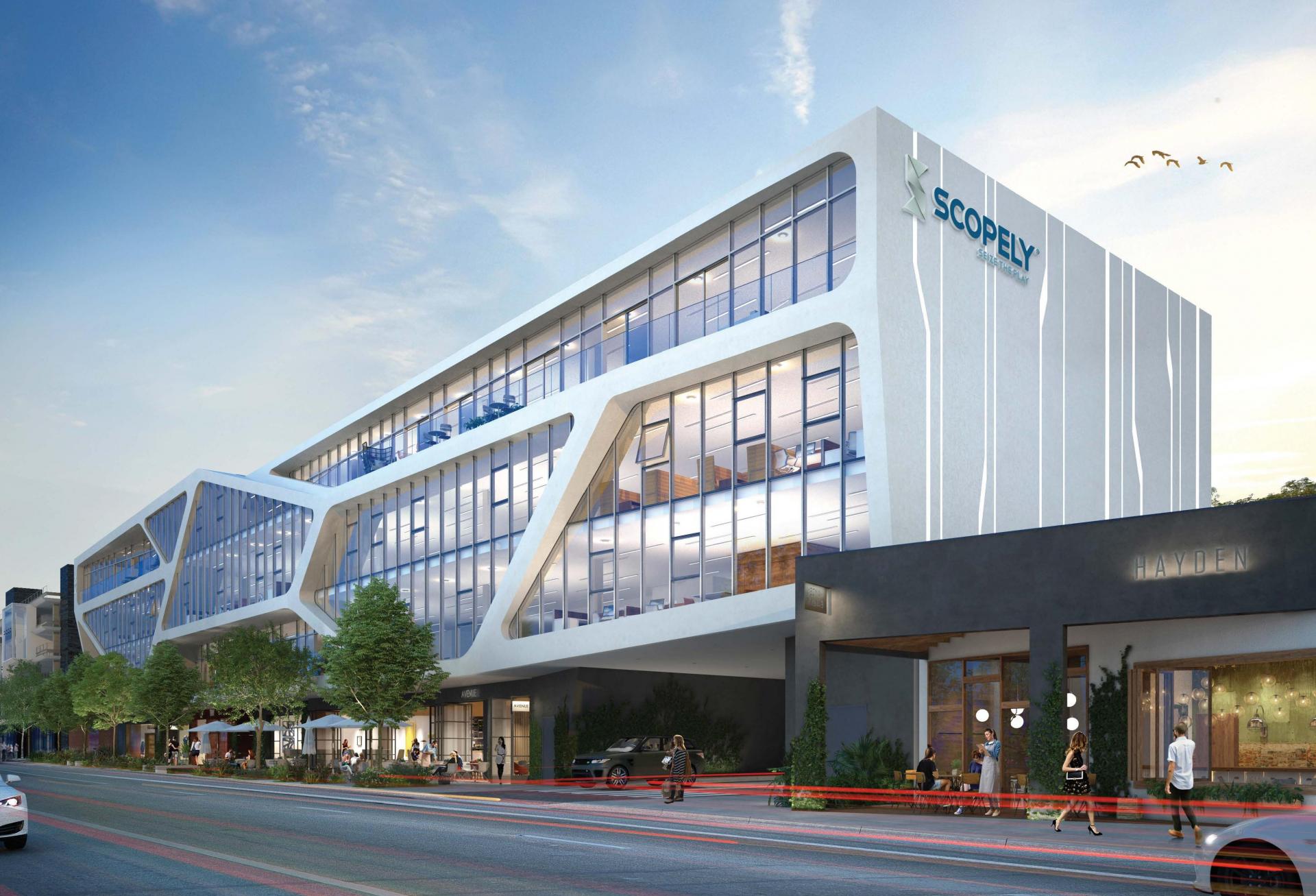 Rendering of mixed-use building at 8888 Washington Blvd. in Culver City