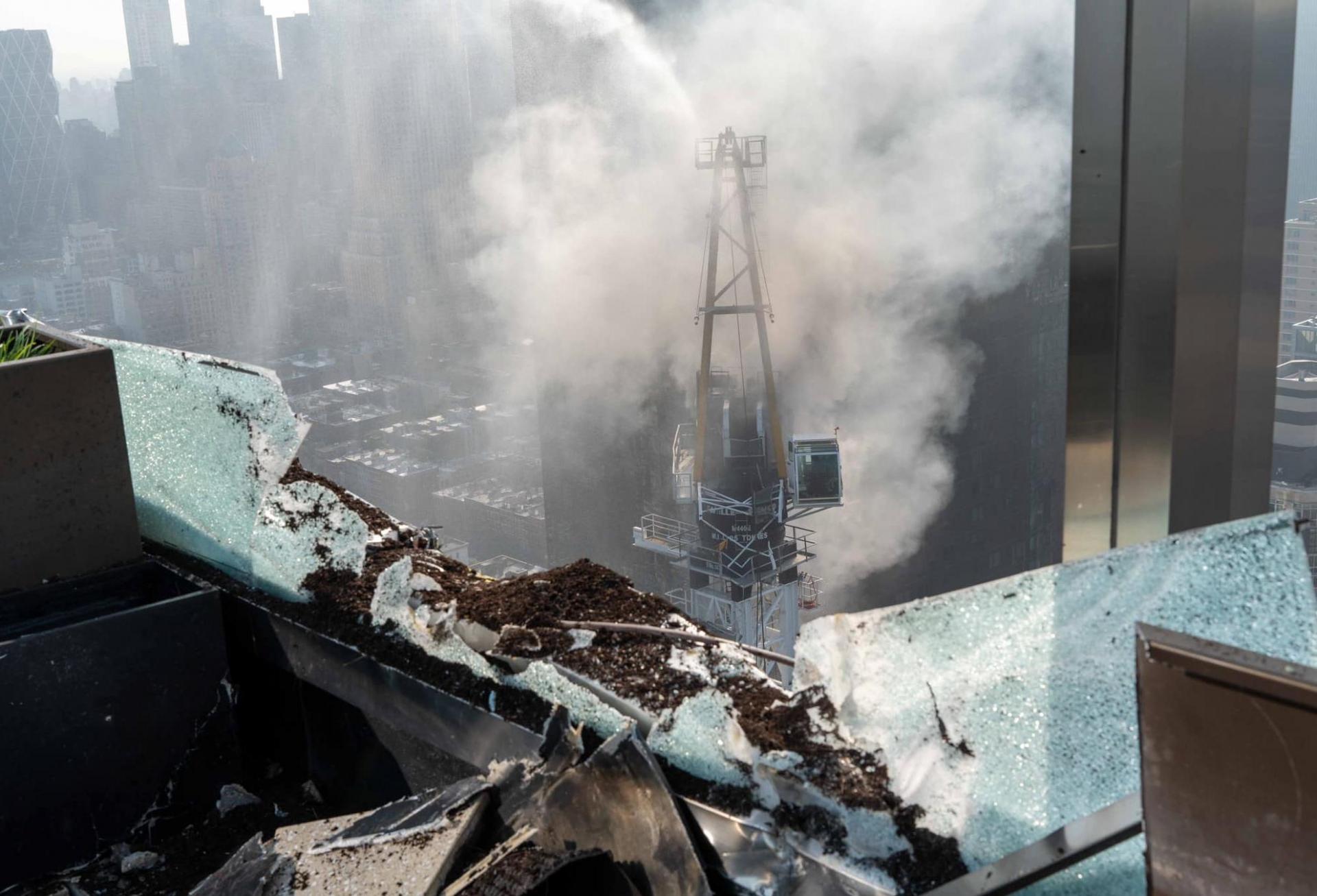 The interior of 555Ten following a crane collapse next door.