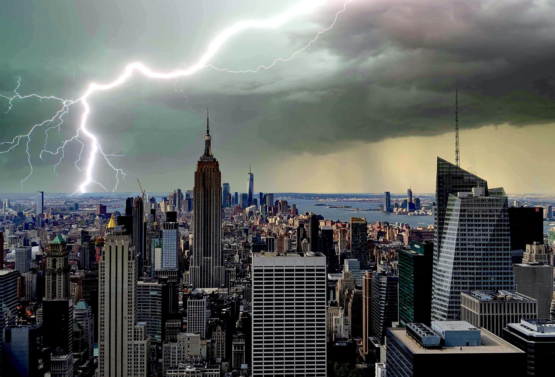 Lightning Strike New York Skyline