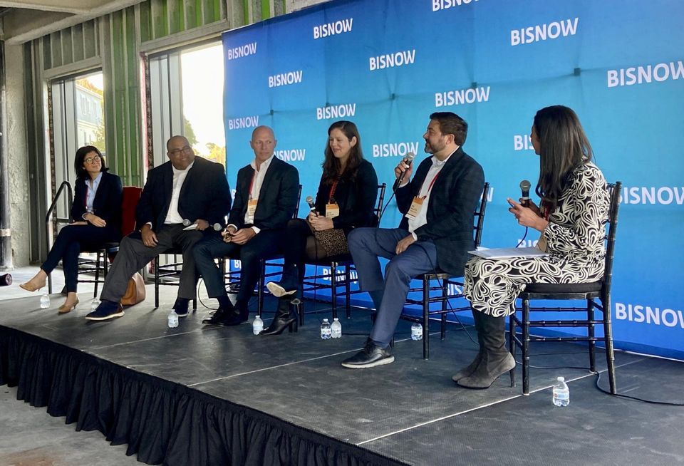 CV Properties' Canan Safar, MassDevelopment's Dan Rivera, Trammell Crow Co.'s Sam Schaefer, Bozzuto Management Co.'s Kate Becker, Nordblom Co.'s Kris Galletta and Mintz's Jennifer Kiely.