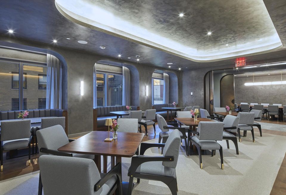 The dining area of the Daniel Boulud-run restaurant for tenants of 5 Times Square.