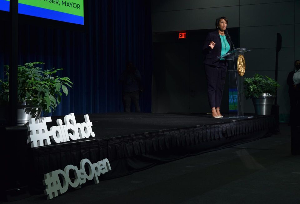 D.C. Mayor Muriel Bowser speaks during her 8th annual March Madness event on March 25, 2022.