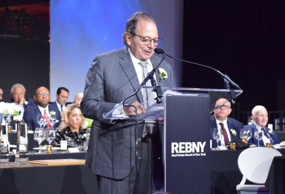 REBNY Chairperson Douglas Durst delivering opening remarks at industry body's 127th gala.